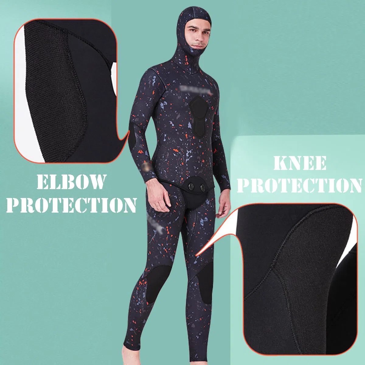 Muta da Pesca Subacquea 2 Pezzi per Uomo, Muta da Sub con Cappuccio da 3 mm/5 mm/7 mm per Snorkeling, Nuoto e apnea