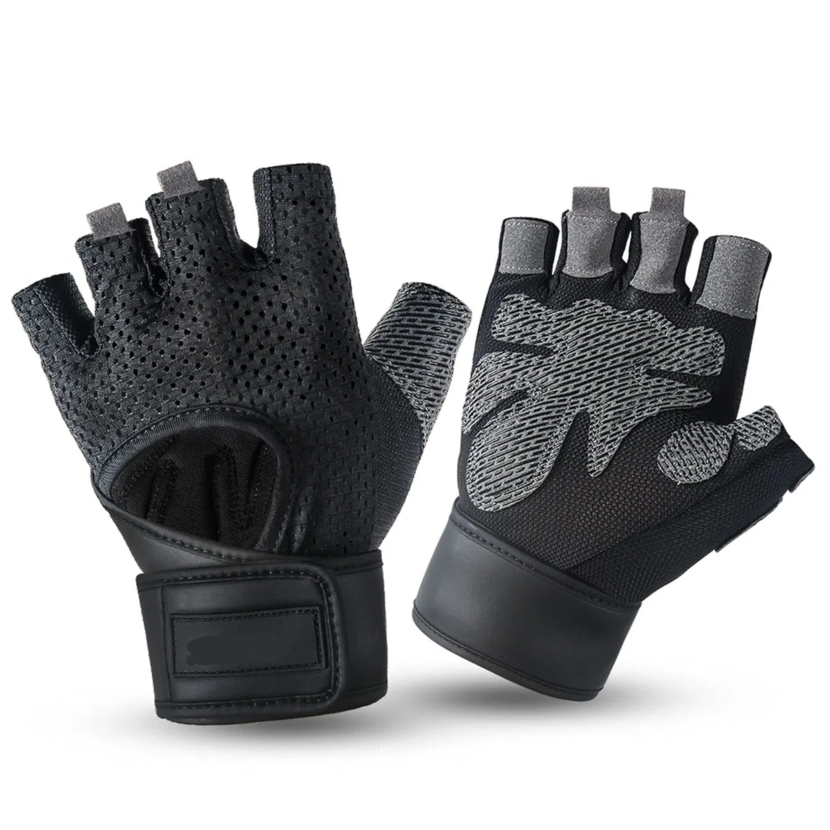Guanti per sollevamento pesi per allenamento in palestra Protezione mezze dita Gper fitness Bodybuilding powerlifting Allenamento della forza Ciclismo ed esercizio (Color : Black, Size : XL)