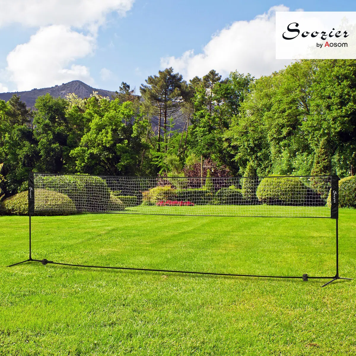 SPORTNOW Badminton - Set completo di 3 in 1, da calcio e pallavolo, giochi sportivi all'aperto con rete regolabile in altezza 107-155 cm