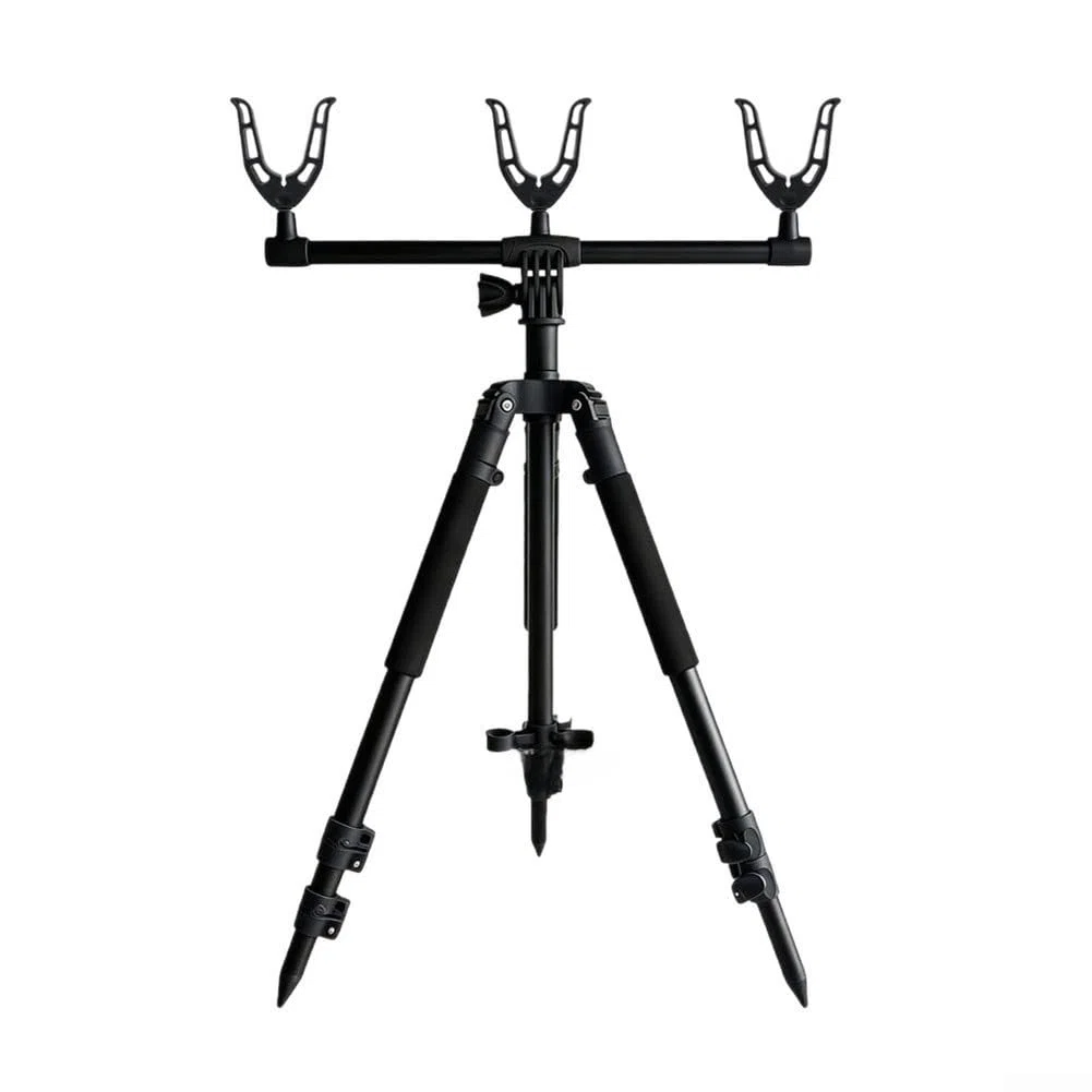 Treppiede regolabile per canna da pesca, 70-93 cm, in alluminio | Regolazione dell'altezza libera, si adatta a varie condizioni, base treppiede stabile, lega di alluminio nera, gamma 70-93 cm
