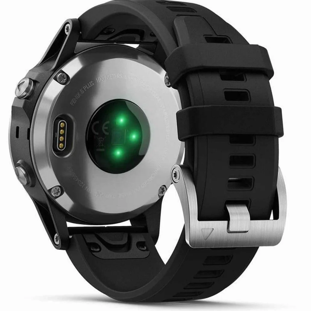 Garmin Fenix 5 Plus Smartwatch Multisport con Mappe GPS, Musica e Pagamento Contactless, Glass 47 Mm, Bussola/Giroscopio/Altimetro, Silver con Cinturino, Nero