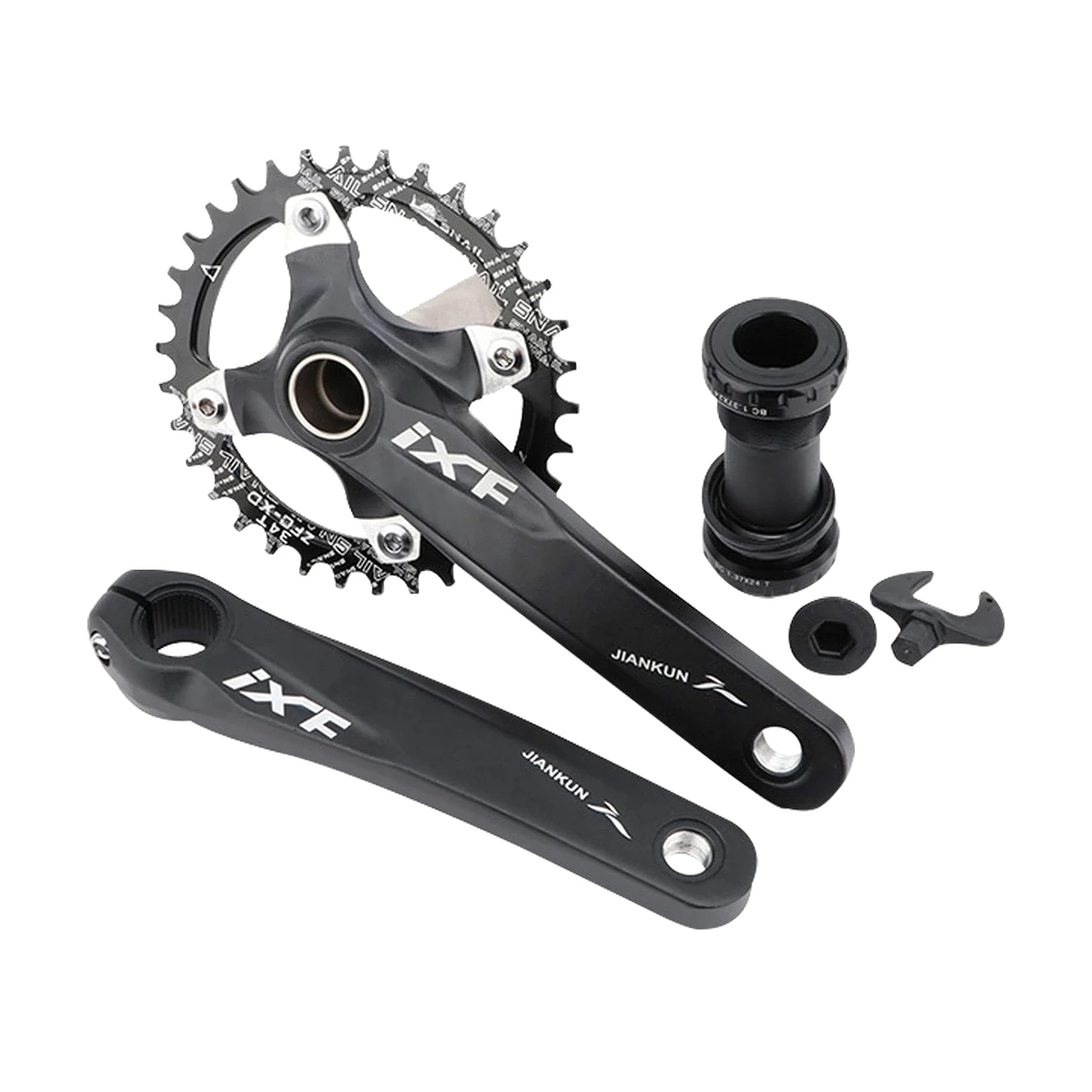 ENGWE MTB Guarnitura per mountain bike Cava Integrata Pedivella Modificata Singolo Disco 32T 34T 36T 38T