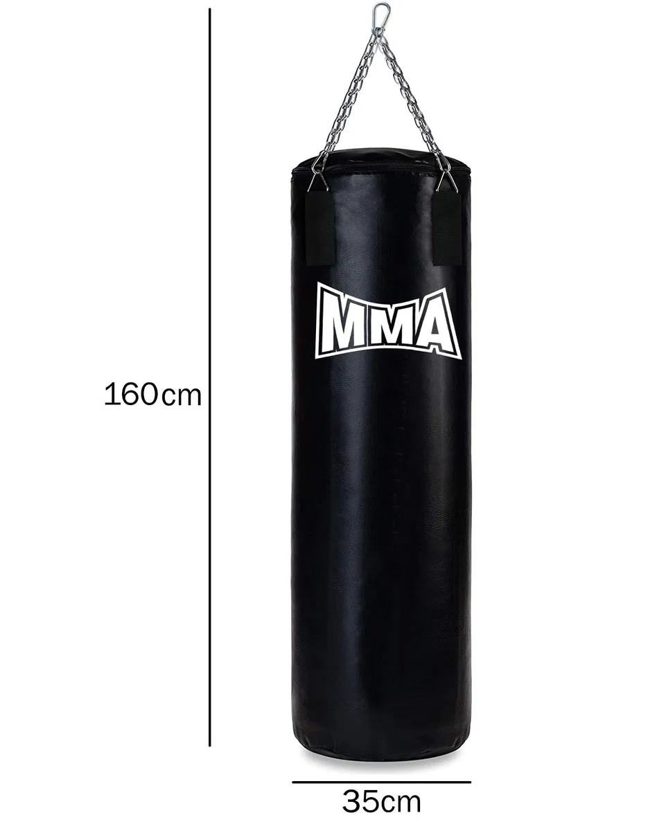 Sacco da boxe MMA 160x35 CM da Appendere Sacchi Duri Carichi Pesanti con Catene Attrezzatura per l'addestramento del gancio con riempitivo pesante ecologico [137]