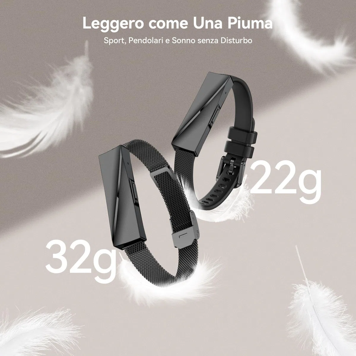 Smart Braccialetto Fitness Band senza Display, Smartwatch Fitness Tracker alla Moda Monitoraggio 24/7 Attività, Sonno Frequenza Cardiaca, Modalità Multisport, Autonomia 15 Giorni, IP68