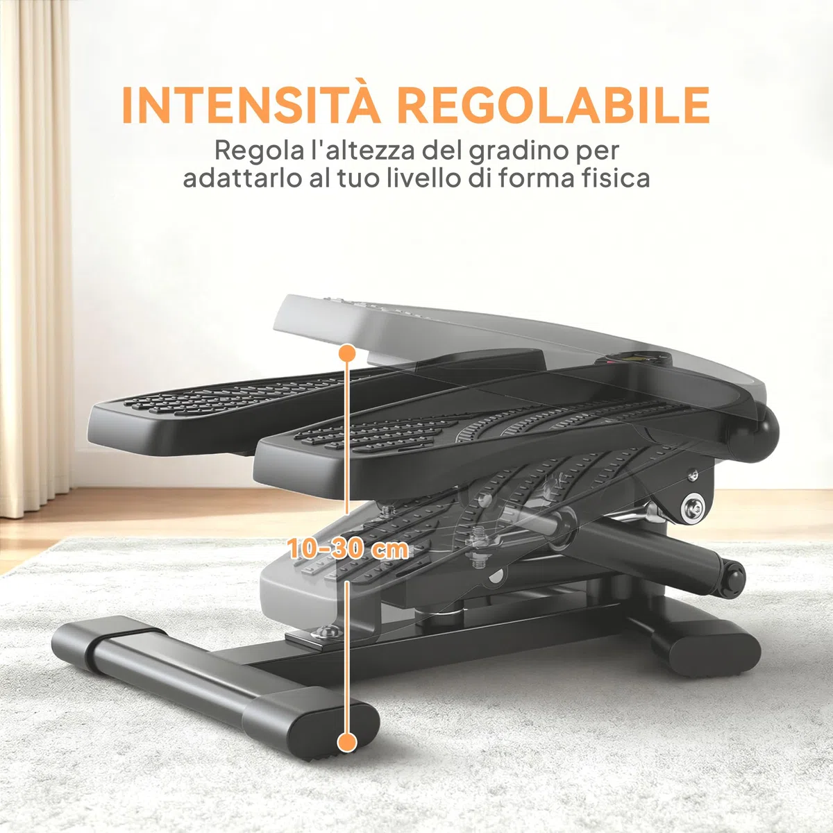 SPORTNOW Mini Stepper 2 in 1, Step Twist con Monitor LCD, Pedali Grandi e Antiscivolo, Stepper Fitness Casa Attrezzatura Cardio per Allenamento Gambe e Vita, per Casa Palestra, Senza Montaggio