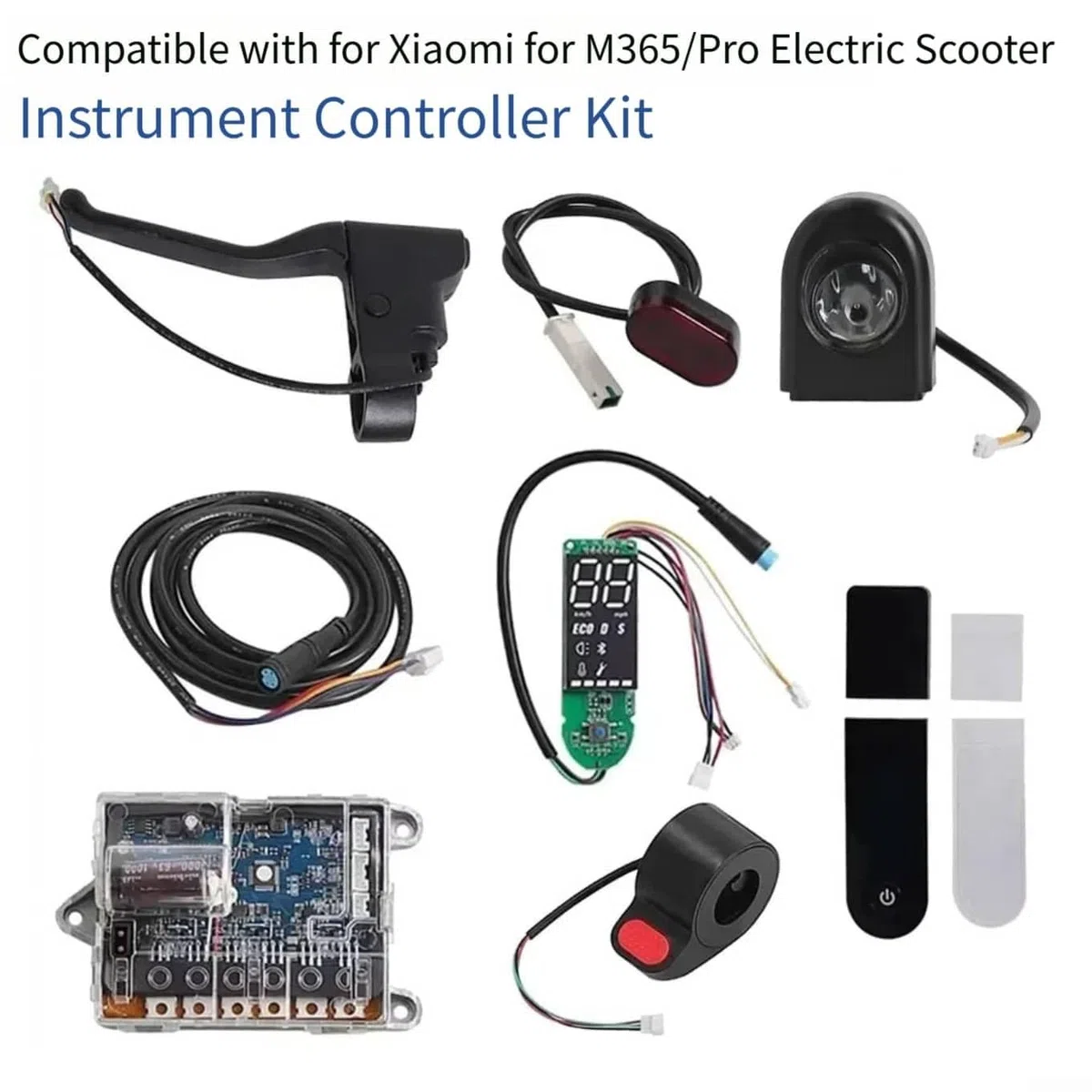 Kit controller scooter elettrico per Xiaomi M365 Pro, acceleratore acceleratore cruscotto con connettori luce LED, parte di ricambio in ABS nero (M 365 Pro Kit)