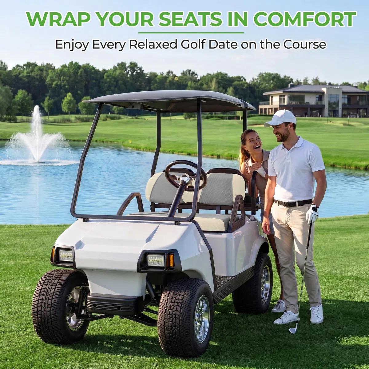 10L0L Coprisedili universali per golf cart vestire il vecchio golf cart durevole materiale traspirante si adatta come un guanto per EZGO TXT RXV Club Car DS, facile da installare