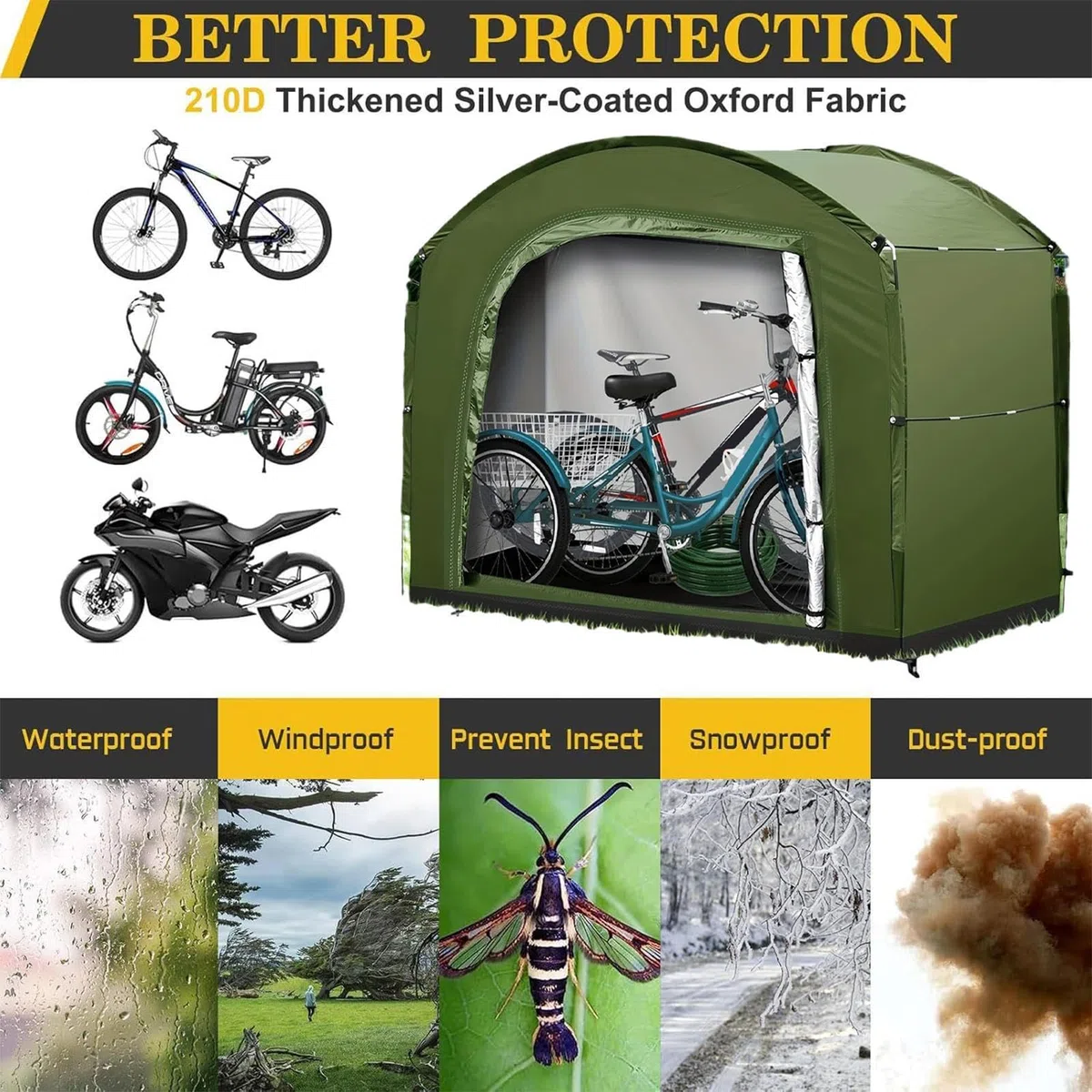 Ripostiglio Da Esterno Per Biciclette Tessuto Oxford Organizzatore Per Moto | Soluzioni Di Deposito Grande Capacità Per Attrezzature Da Giardino Camping E Piscina