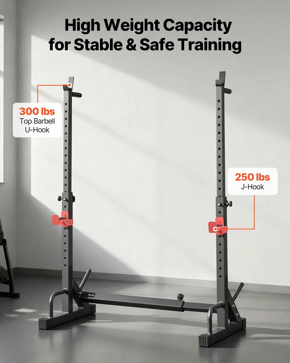 VEVOR Power Rack per Squat, Rastrelliera per Bilanciere Attacco per Piastra Pesi, Supporti Carico Massimo 600 libbre Supporto per Squat in Acciaio per Palestra/Palestra di Casa