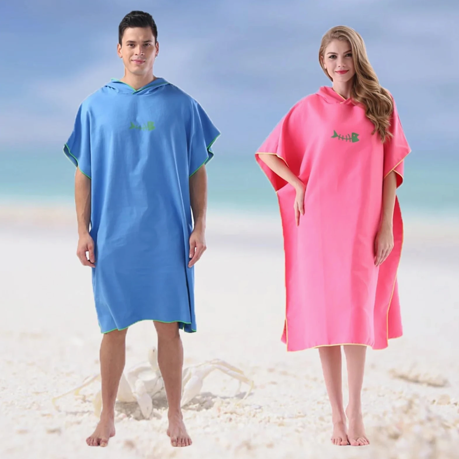 Poncho Surf Aiuto Cambio Spiaggia Poncho da surf, asciugamano for cambio con cappuccio, coperta spiaggia, telo bagno, muta, poncho for adulti(Pink)