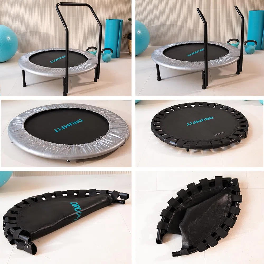Cecotec Trampolino Fitness Adulti Ø 92-127 cm Rimovibile e Pieghevole Drumfit Jump. Trampolino elastico da 92 e 127 cm, base da 6-7 gambe, peso massimo 100 kg