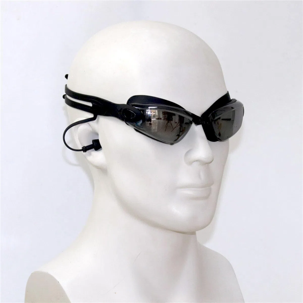 occhialini da nuoto, Occhiali da nuoto placcati neri con tappi for le orecchie, professionali, in silicone for adulti, antiappannamento, for uomo e donna