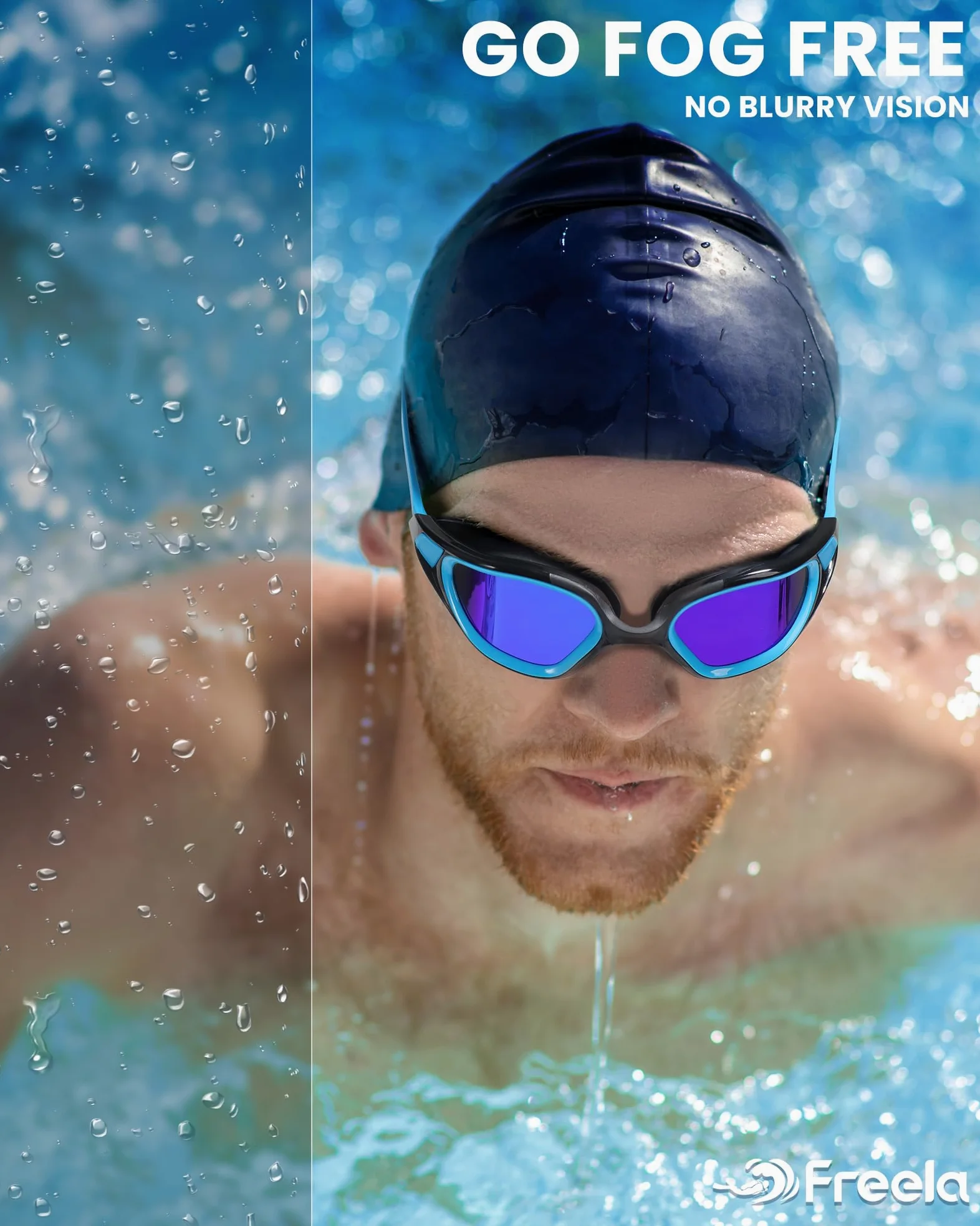 Freela Occhialini da nuoto polarizzati per adulti, uomini e donne, occhiali da nuoto per piscina e spiaggia, con visione ampia, per sott'acqua, anti appannamento, protezione UV, occhialini da nuoto