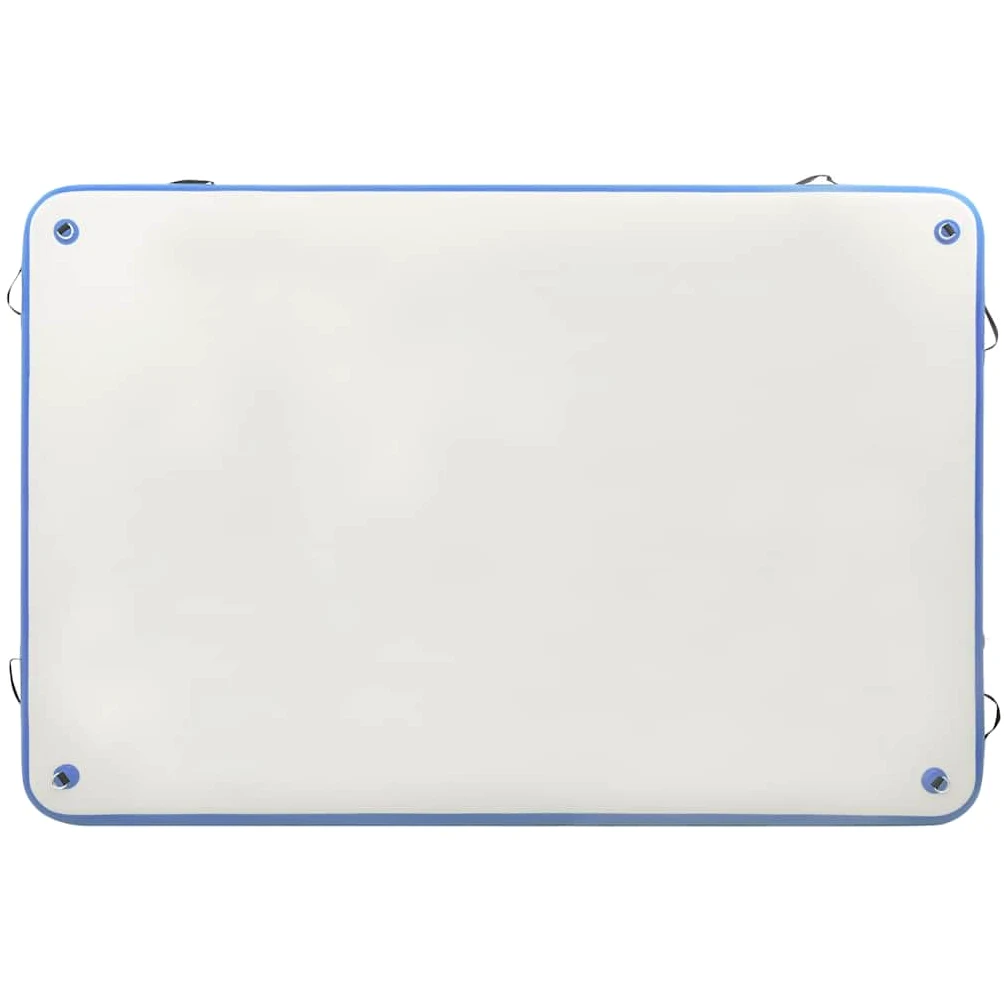 Tappetino da nuoto gonfiabile blu e bianco, in PVC ad alta densità, 300 x 200 cm, con manici e anelli per il fissaggio della barca, include pompa, borsa per il trasporto, kit di riparazione