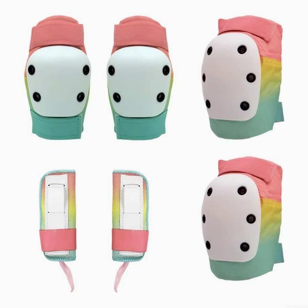 Kit di protezione per sport invernali, 6 pezzi, ginocchiere, gomiti, polsi, imbottiture resistenti, anti impatto, per sciare e pattinare, rosa, S