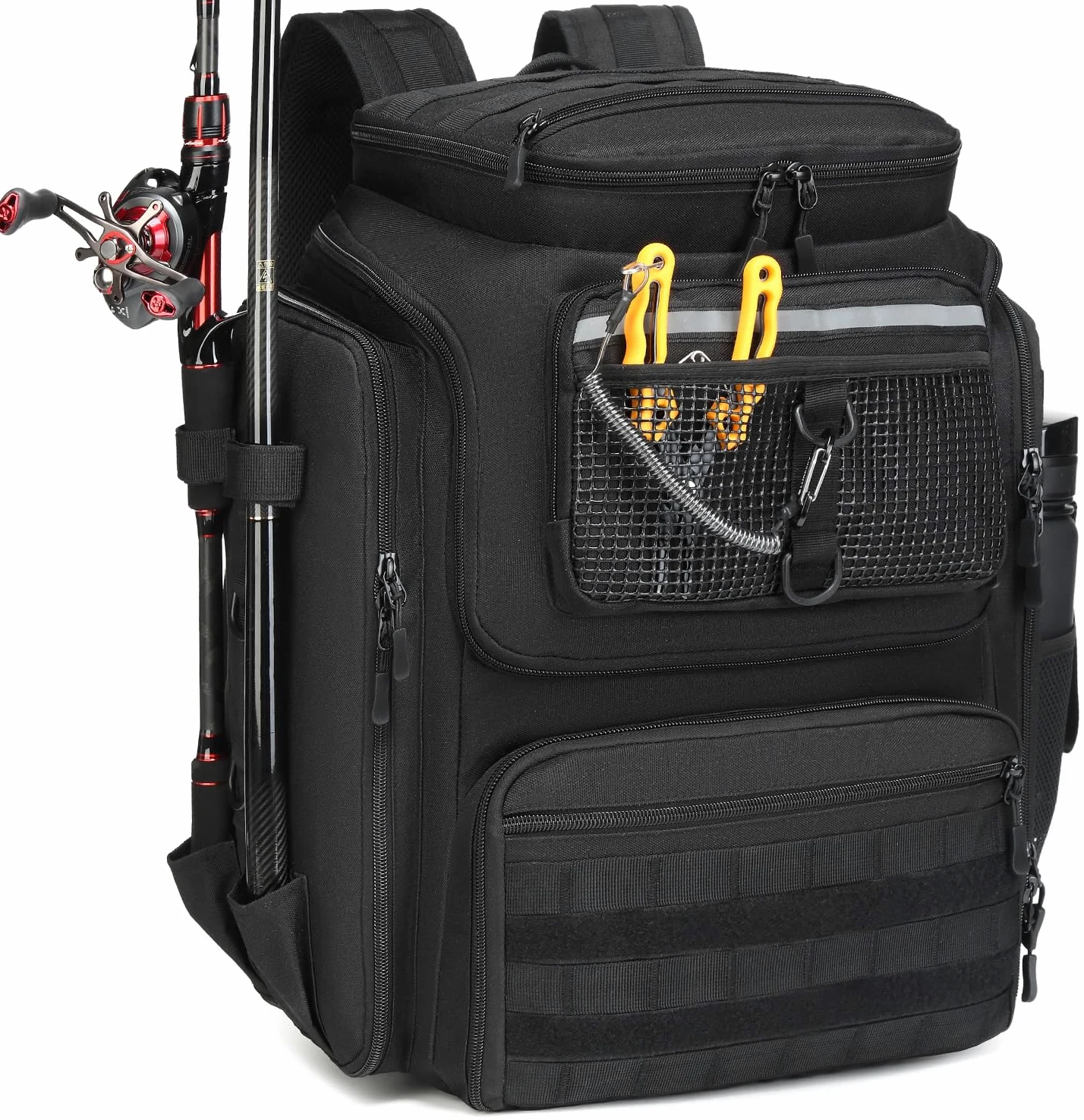 Borsa da Pesca Grande Tattico Zaino da Pesca per Attrezzi e Accessori 45L Borsa Sportivo per Campeggio Trekking Sport All'apert (Solo Zaino)