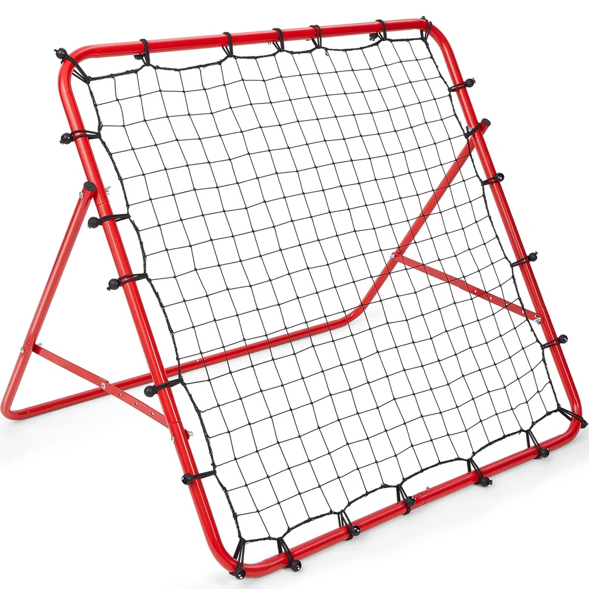 Rete da rimbalzo per calcio, 39,4 x 39,4'', pieghevole, per allenamento, rete da rimbalzo, obiettivo, rete da rimbalzo, regolabile, facile da installare, telaio in ferro, rete da rimbalzo per calci