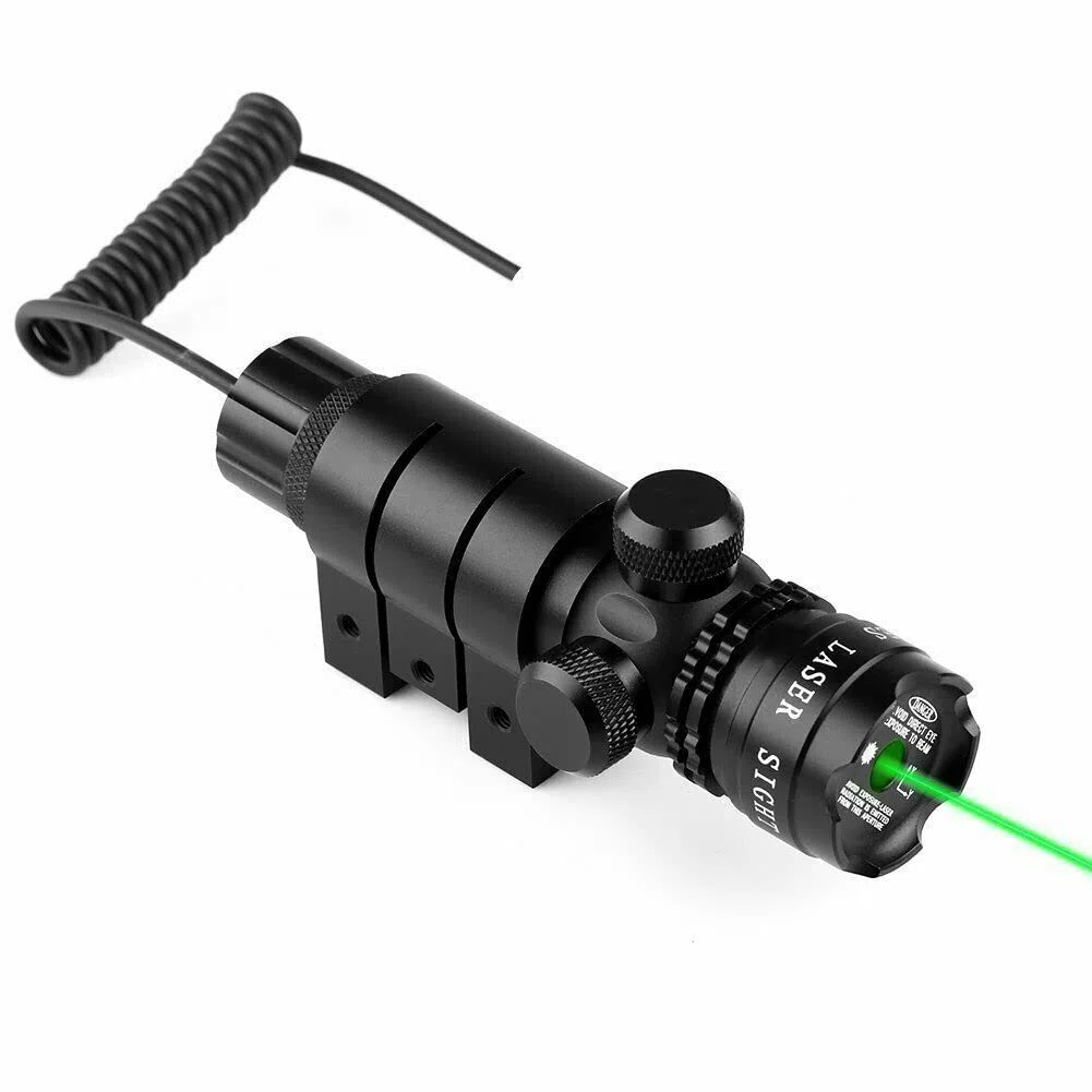 Antiurto 532nm Tactical Green Dot Laser Sight Rifle Gun Scope Rail e Barrel Mount Cap Pressostato con caricabatteria