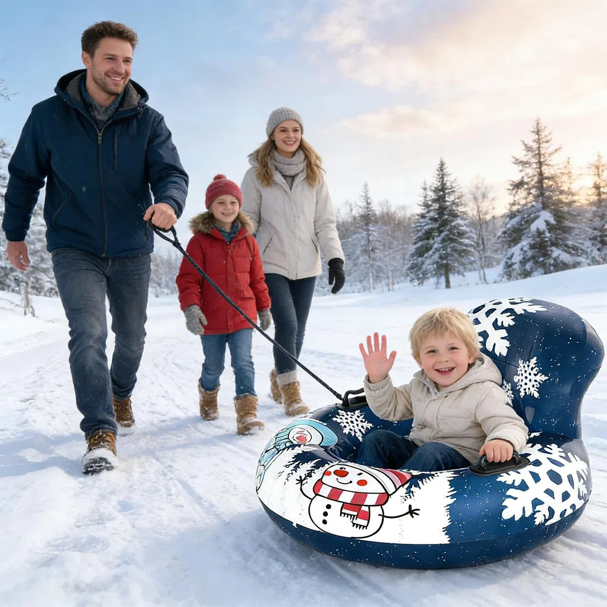 Tubo Da Neve Ad Alta Resistenza Cerchio Gonfiabile con Maniglie | Cerchio Per Slittino All Aperto per Giardino Spiaggia Piscina Festa Inverno