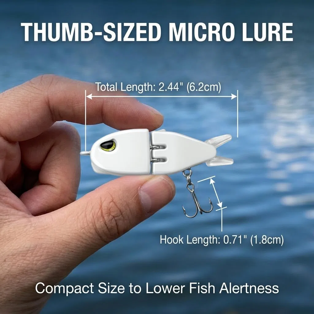 2 mini esche per pesca alla spigola, esche da 6 cm snodate con azione di nuoto realistica, esca a lento affondamento per pescatori d'acqua dolce, attrezzi da pesca all'aperto regali