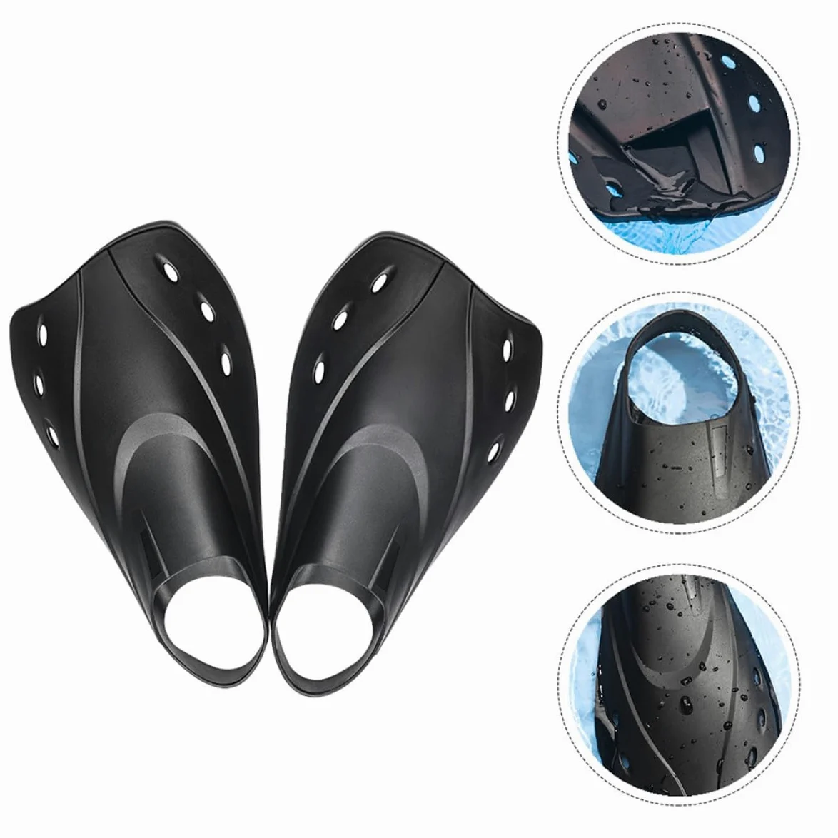 Pinne Corte per Snorkeling e Allenamento Nuoto Unisex Regolabili in Nero Leggere e Facili da Trasportare per Piscina e Viaggio