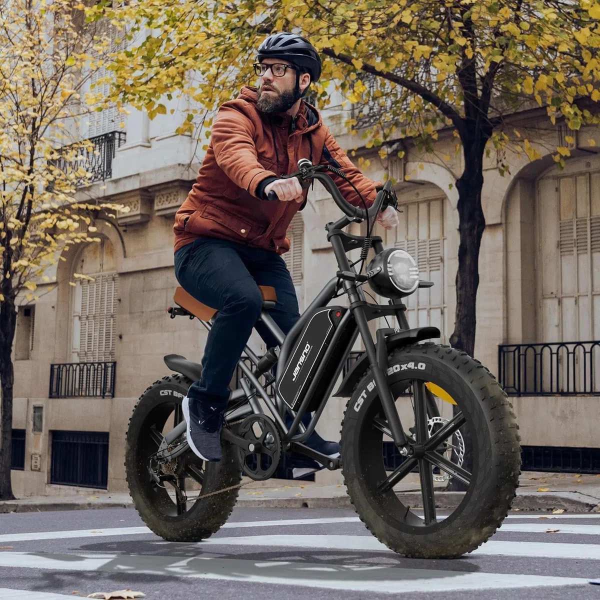 JANSNO Bicicletta Elettrica 20" x 4.0 Fat Tire, 7 Velocità Bici Elettrica, Freni a Disco Meccanici Anteriori e Posteriori, E-Bike per Adulti, Batteria Rimovibile 48V 14Ah