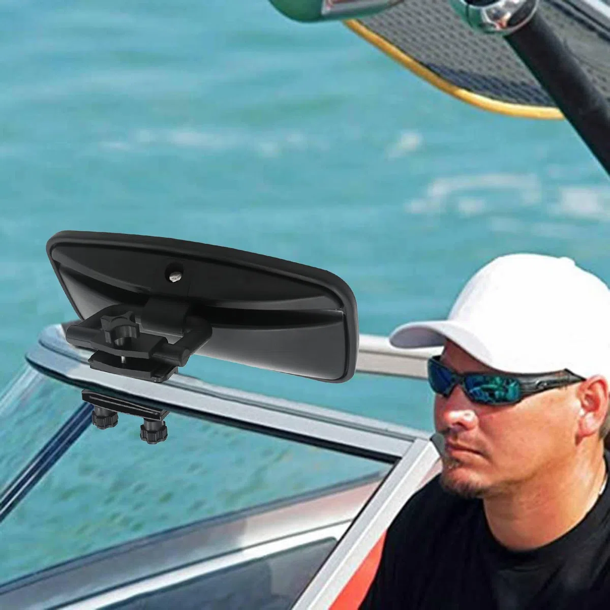 Specchietto retrovisore per sci nautico, 33 x 14,6 cm, grande versatile, specchio panoramico centrale, ampio angolo per sci nautico, per yacht, barche a motore, kayak