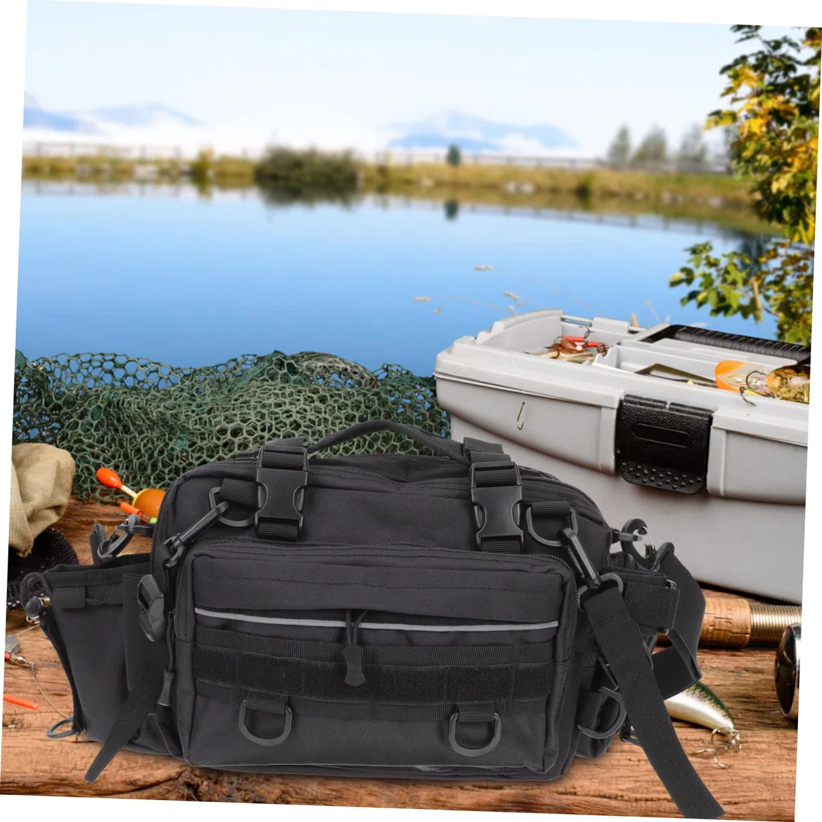 Anneome Borsa per Canne da Pesca Oxford, Grande capacità, Resistente all’Usura, Portabile a Mano, a Spalla a Tracolla per Campeggio e Pesca | Grande Capacità Multifunzione, Resistente'abrasione E'acqua, Stile Chic Look Curato