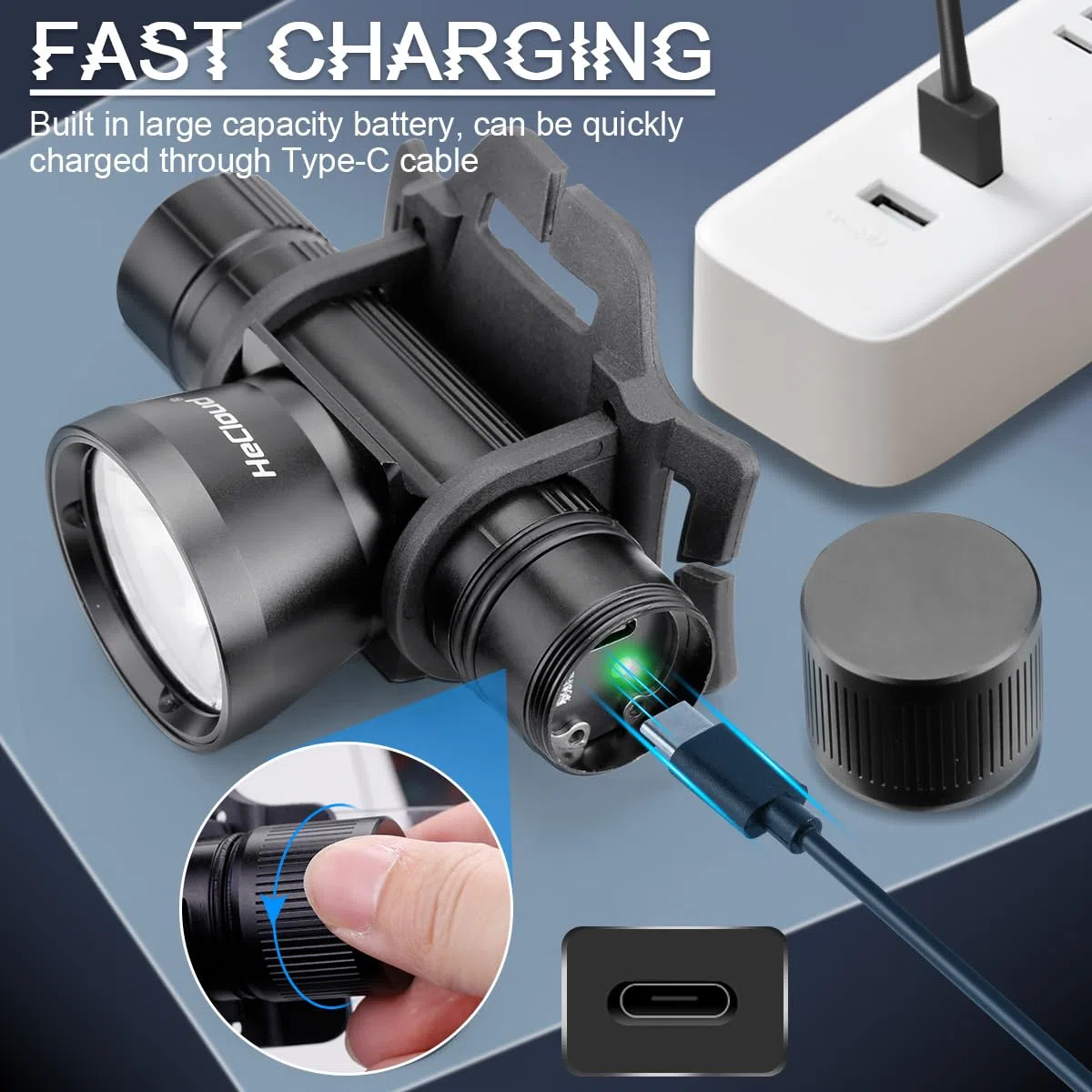 Torcia frontale subacquea da 3000 lumen, super luminosa, IP68, impermeabile, ricaricabile, con 3 modalità, perfetta per immersioni, snorkeling notturno ed esplorazione subacquea