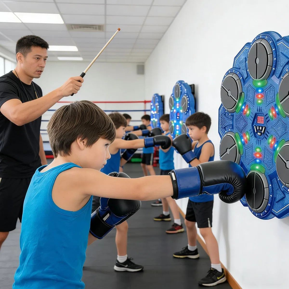 Macchina da boxe intelligente per musica, giocattolo interattivo senza fili, con luce, elettronica, da parete, per ragazzi, palestra, ufficio, soggiorno, casa, camera da letto, sport, fitness