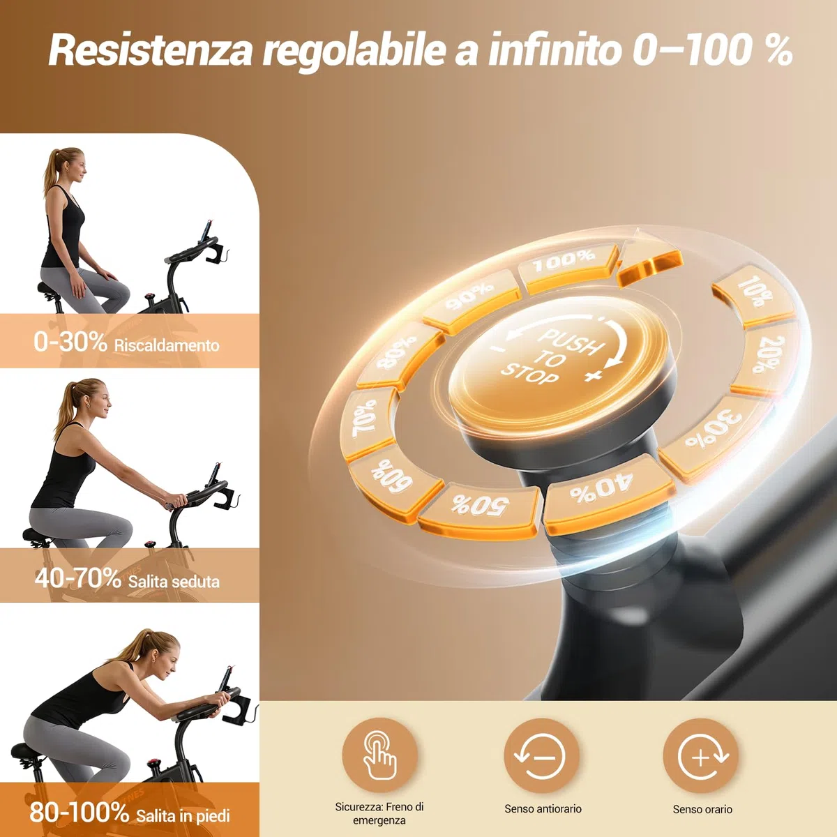 CURSOR FITNESS Cyclette da casa professionale, Cyclette professionale | con misurazione della frequenza cardiaca e display LED, Spin bike con app, capacità di carico fino a 136 kg