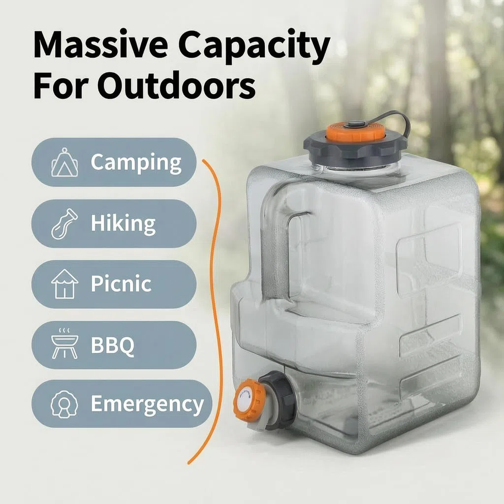 8-20L Tanica Acqua con Rubinetto, Canister d'Acqua per Campeggio Compatibile con Pompe ad Acqua elettriche, Serbatoio d'Acqua Portatile per Campeggio, Outdoor, Pesca, Feste, RV