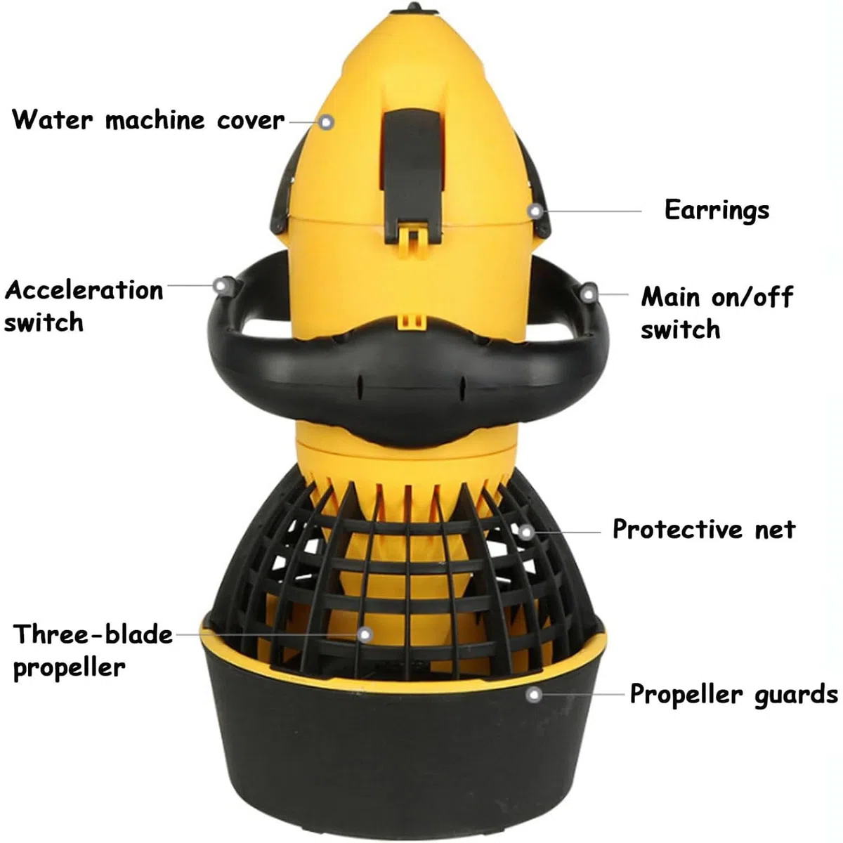 Booster per Piscina Subacquea, Scooter Marino subacqueo, Booster per Nuoto subacqueo da 500W,Booster per Scooter subacqueo per Piscina per Sport Acquatici,Immersioni,Snorkeling,Yellow