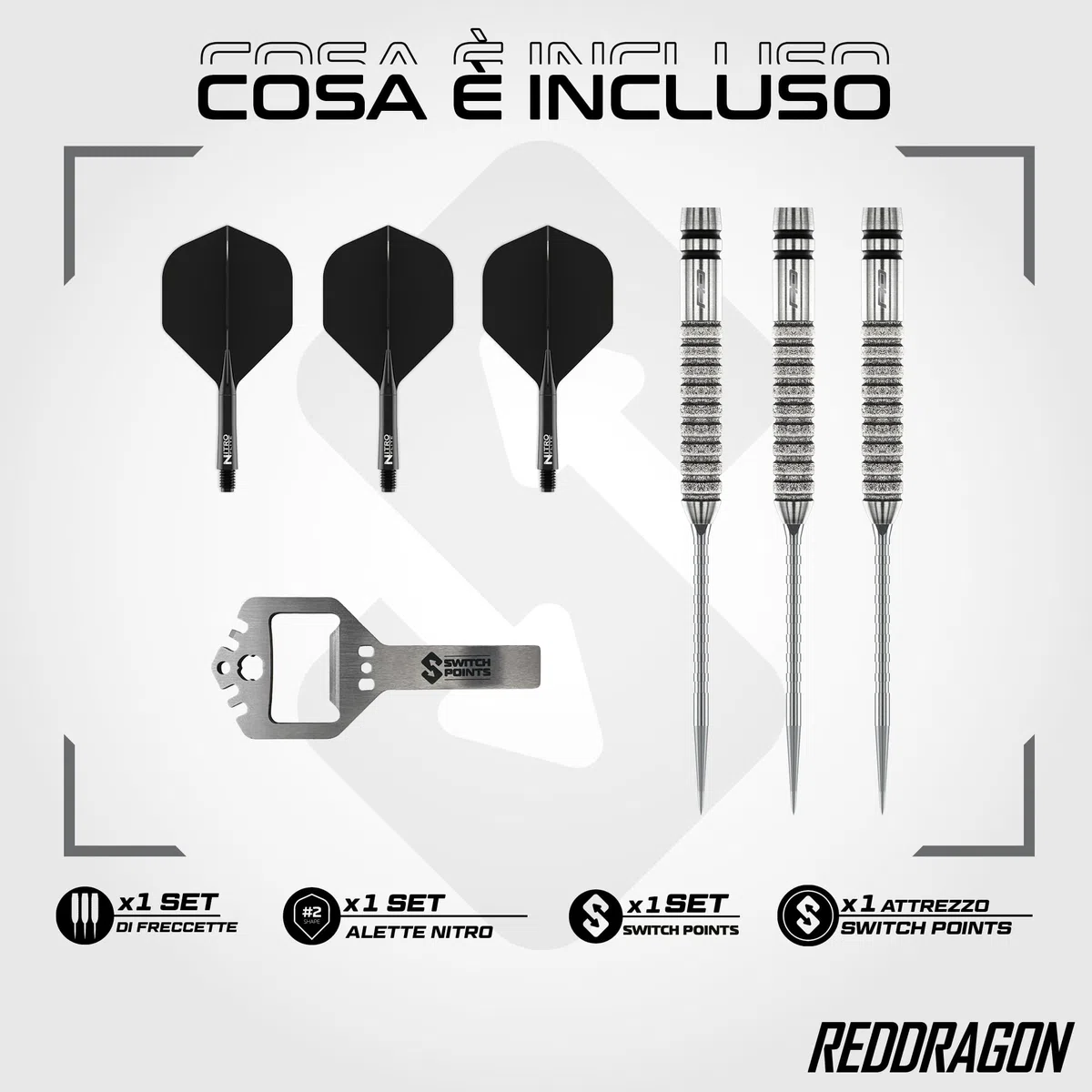 RED DRAGON Gian Van Veen Tour Edition Series - Freccette professionali in acciaio da 21 g, set di freccette professionali al 90% in tungsteno, con alette e steli