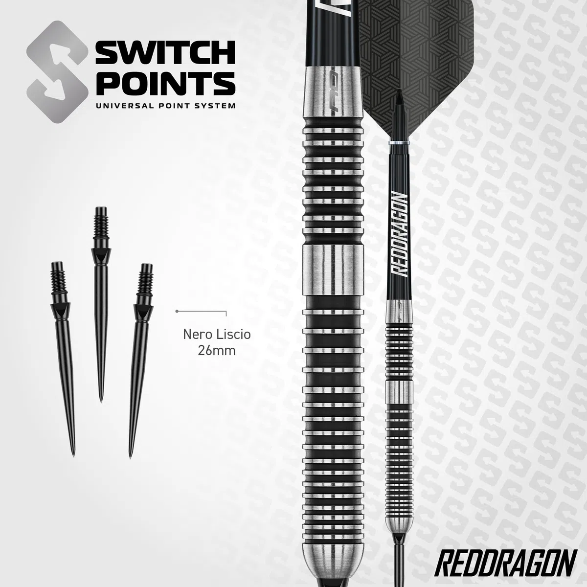 RED DRAGON Pegasus Switch Point – Powered by Winmau Darts | Punta in acciaio da 24 g | Set di freccette professionali all'80% in tungsteno | Esclusivo set di freccette Amazon con custodia