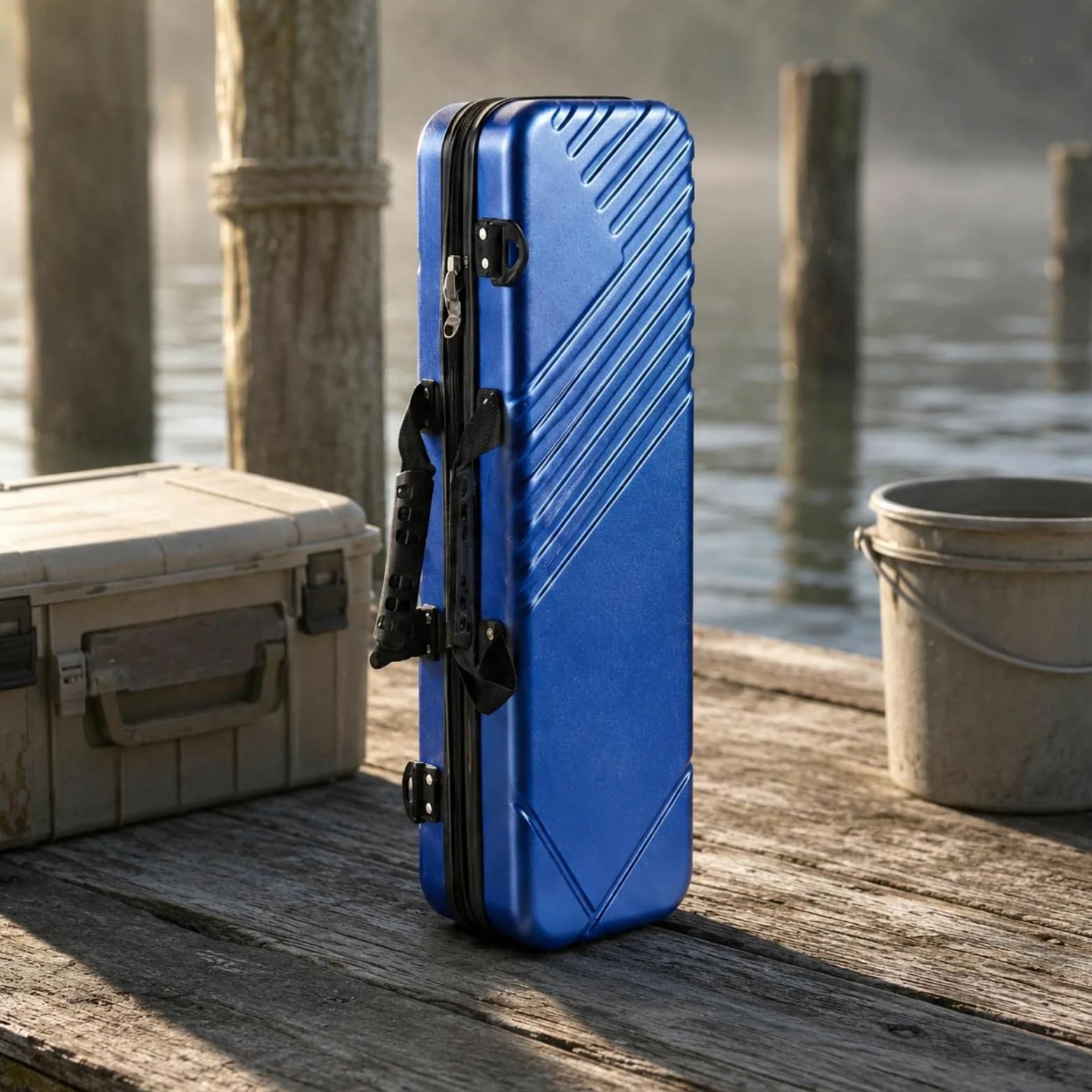 Custodia Rigida per Canna da Pesca Borsa Porta Canne Astuccio Portatackle Valigetta Impermeabile in con Tracolla Regolabile E Manico Adatta a Viaggi, Array, Nero, 95cm