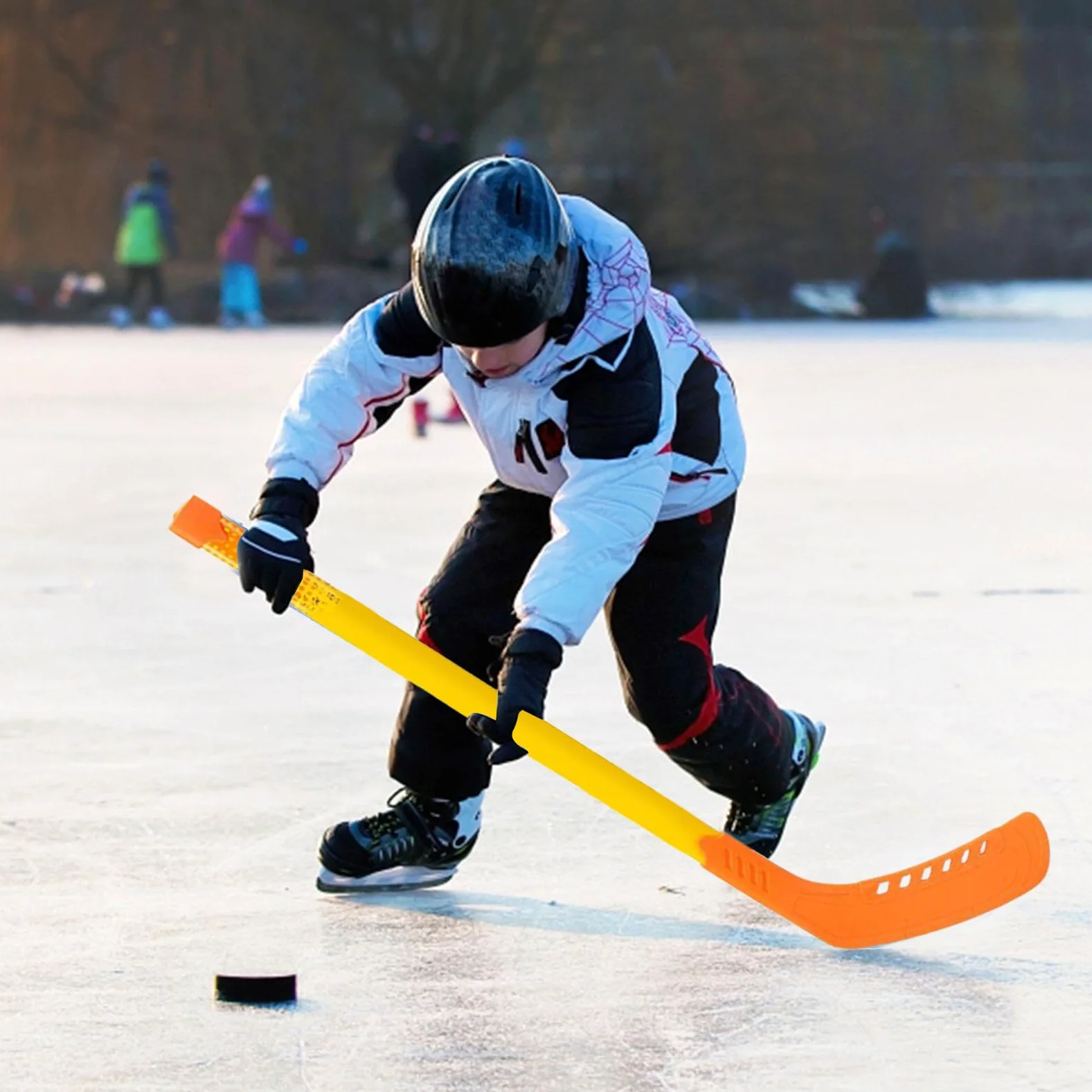 Set di bastoncini da hockey per bambini, in ABS, 70,5 x 17 x 2 cm, Ice and Field Hockey Sticks with Ball 350 g, giocattolo ergonomico leggero sportivo per interni ed esterni, per la ricreazione delle