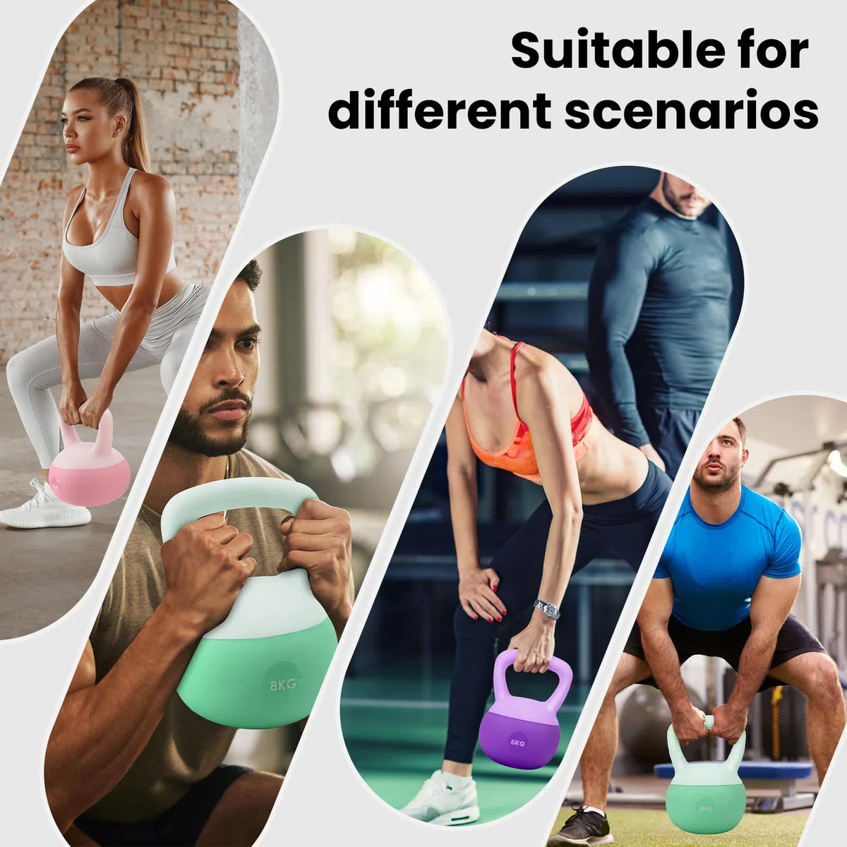 Kettlebell Morbido in Gomma – 4/6/8 kg, Peso da Allenamento Sicuro per Casa e Palestra, Maniglia Antiscivolo, Ideale per Fitness, Forza e Tonificazione
