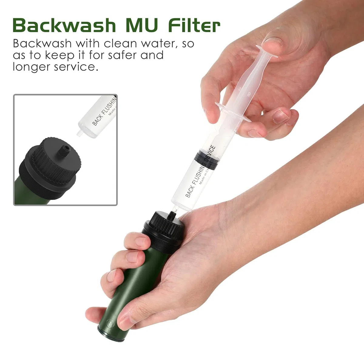 MoKo Filtro dell'acqua portatile per campeggio, escursionismo, depuratore d'acqua di emergenza di sopravvivenza, con carbonio interno e assemblaggio ultra filtro