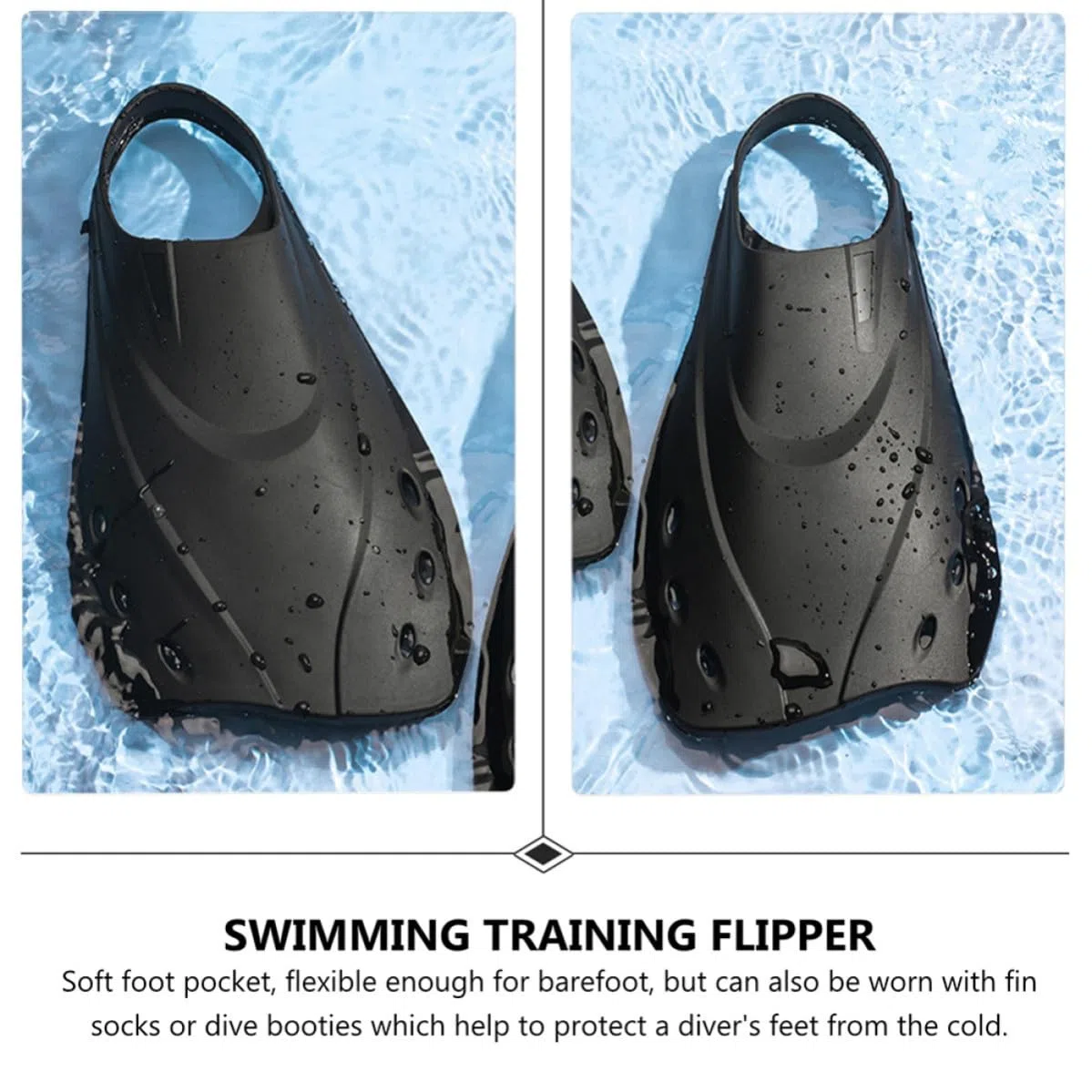 SHERCHPRY Pinne Regolabili per Immersioni e Snorkeling Atmosfera Estiva, Pinne da Allenamento per Nuoto Uomo e Donna in Materiale Nero, Leggere e Resistenti