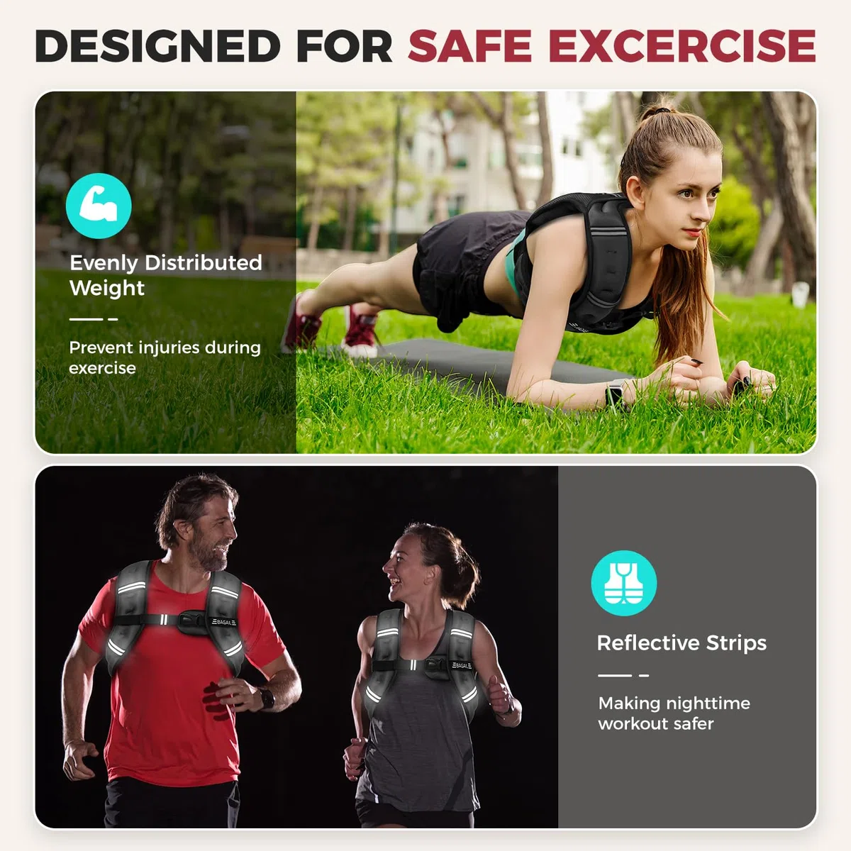 Bagail Gilet Appesantito Per l'Allenamento Della Forza, Misura Del Busto Regolabile, Comoda Tasca, Gilet Appesantito Con Sabbia di Ferro, Ideale per la palestra, lo yoga e l'aerobica
