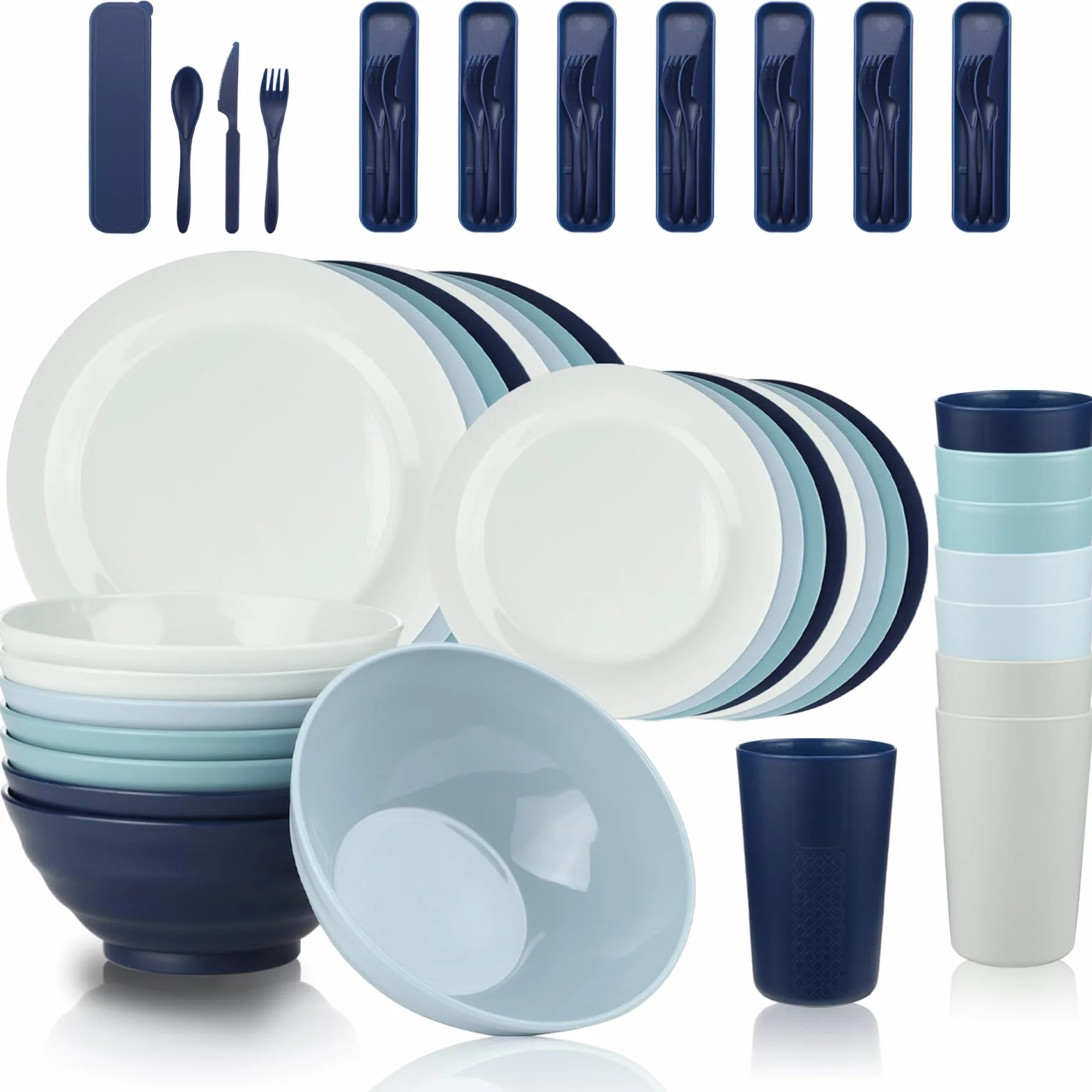 BEWOS Set di piatti di plastica da 10,2 pollici, 8 PACK, stoviglie senza BPA Piatti riutilizzabili per bambini,piatti di plastica leggeri per feste