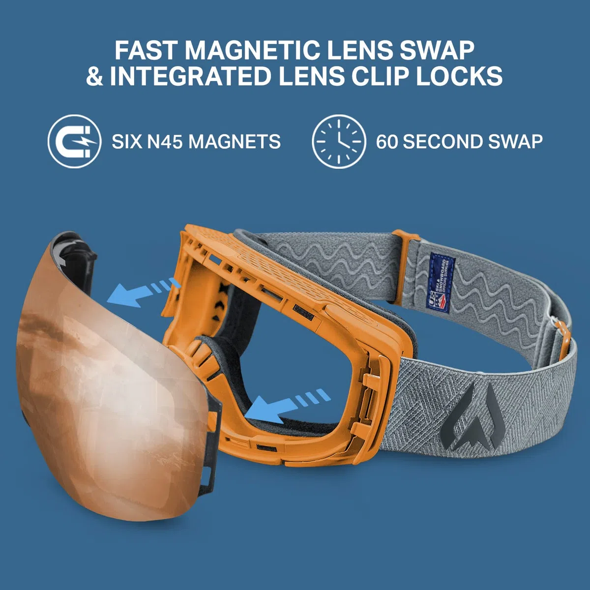 WildHorn Outfitters Maschera da Sci & Snowboard Roca - Maschera da Neve Premium per Uomini, Donne e Bambini. con Sistema di Cambio Lenti Magnetico, Rapido e Clip Integrata.