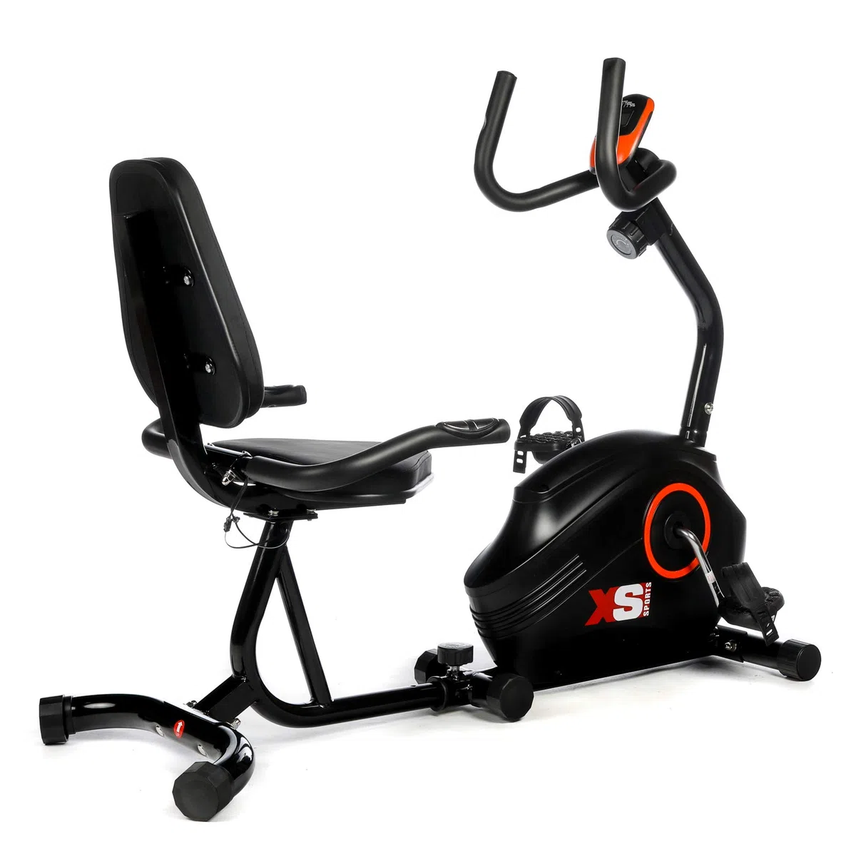 XS Sports B400R - Cyclette reclinata per riabilitazione, 8 livelli di resistenza magnetica, con monitor LCD, sensori di impulsi con maniglia, sedile regolabile
