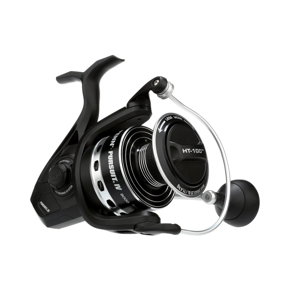 Penn Pursuit IV - Mulinello da pesca in acqua salata, per pesca a spinning, per uso completo, barca, kayak, riva, nero e argento