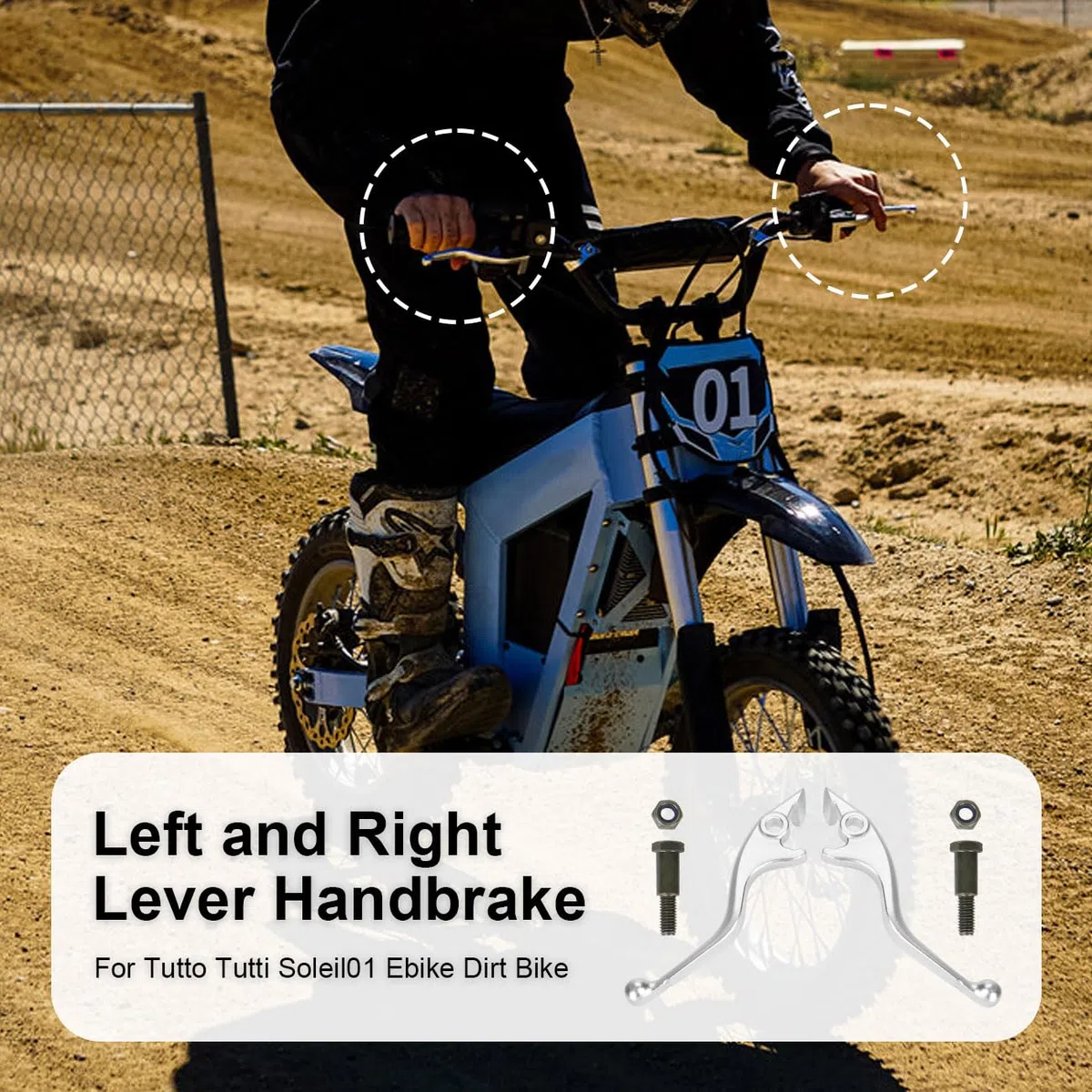 Leva del freno a mano per Tutto Tuttio Soleil 01 E Bike Maniglia del freno sinistra e destra per bici elettrica Ebike Parti del motociclo Alluminio Argento