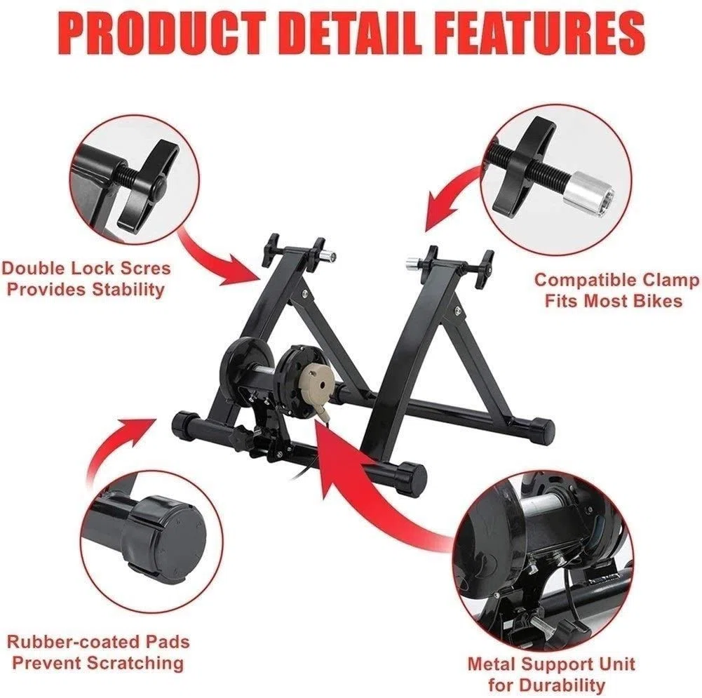Rullo da allenamento pieghevole per bicicletta per cyclette da 26"-28" per biciclette Mountain bike, rullo da bicicletta con freno magnetico, ciclismo a casa, carico fino a 135 kg, wireless, da 2