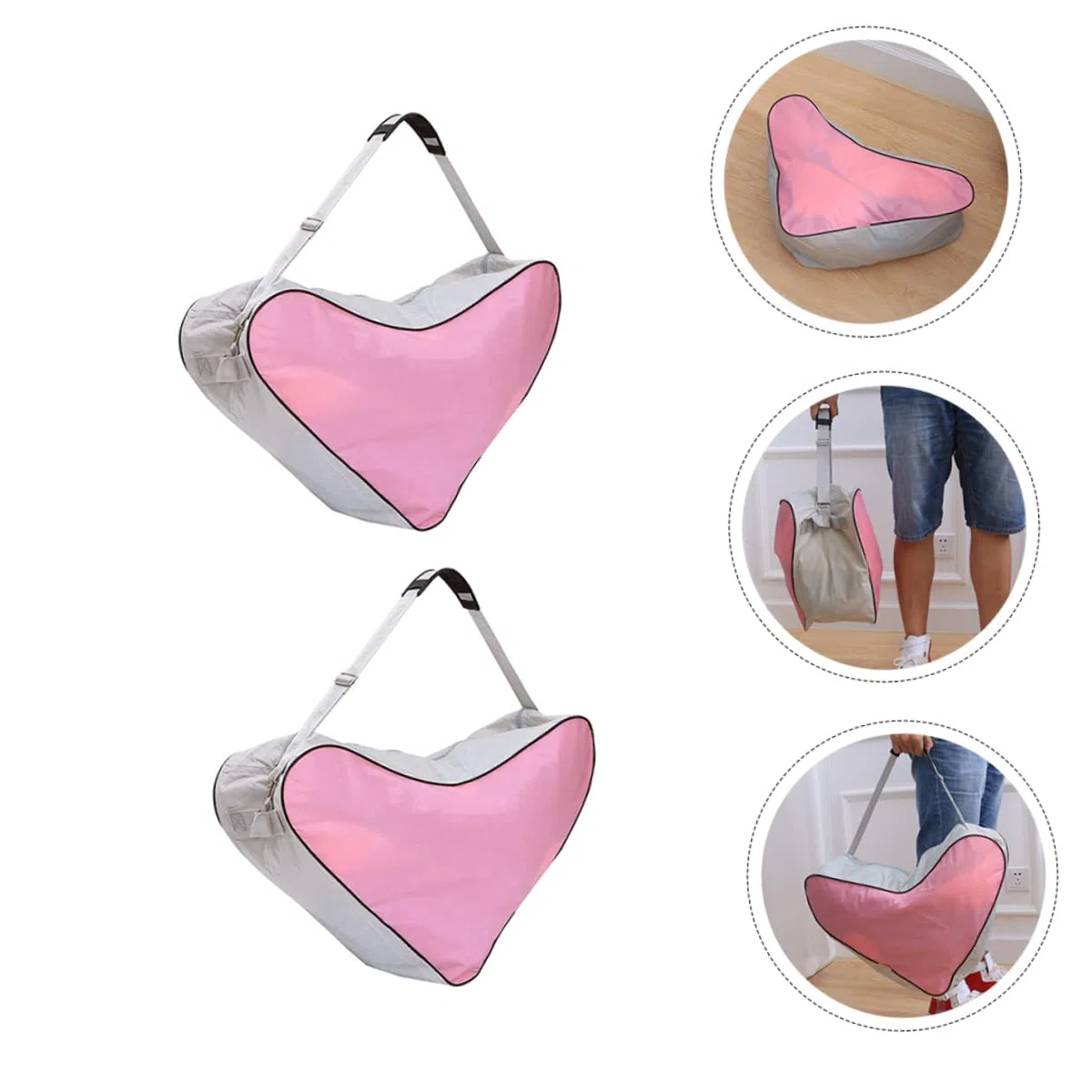 INOOMP Borsa Triangolare per Pattini a Rotelle Rosa, 2 Pezzi | Oxford Cloth, Design Portatile e Facile da Pulire, per Roller Skates e Inline Skates Shoes