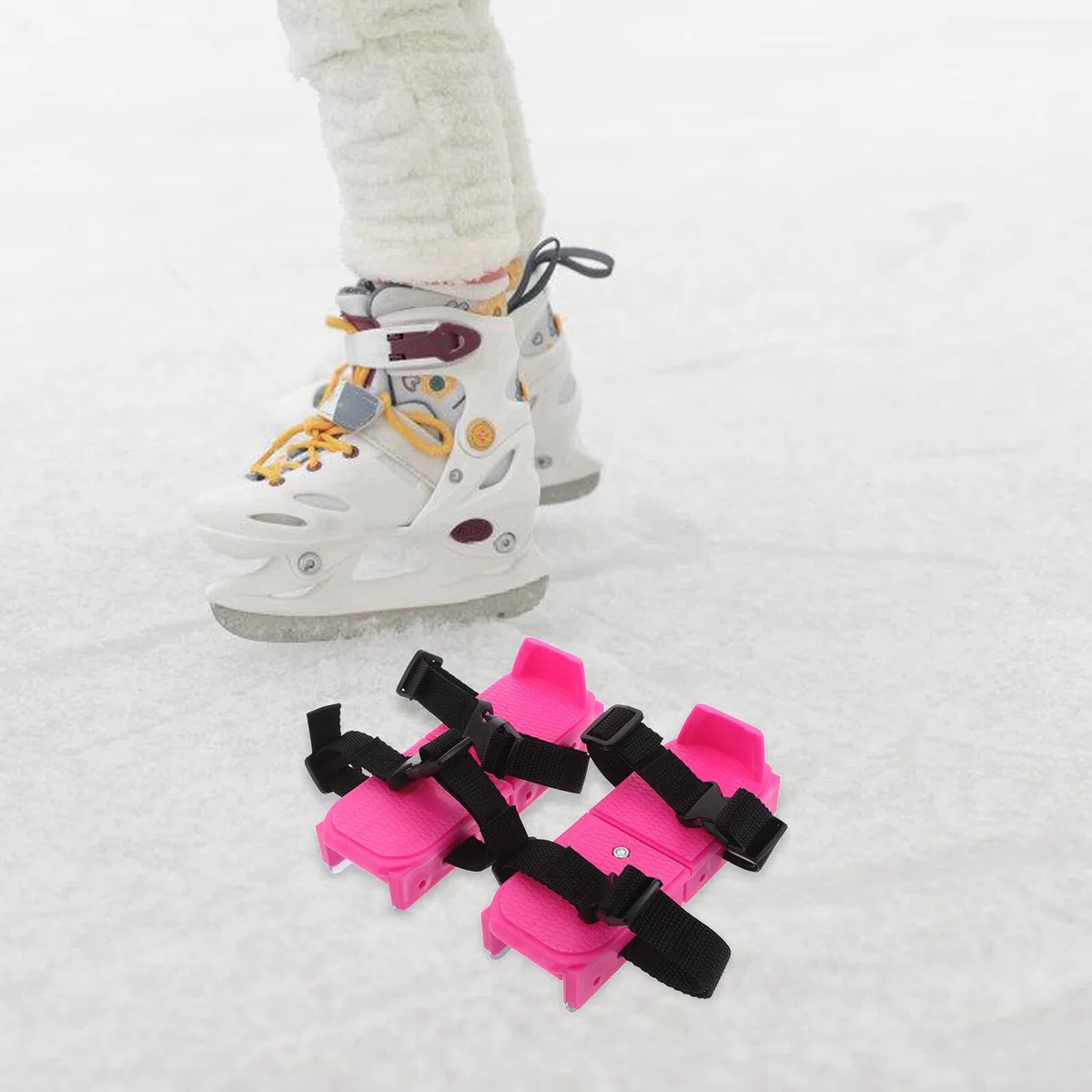 Didiseaon Scarpe da Pattinaggio Regolabili per Ragazzi, 1 Paio Rosa | Pp e Metallo Nastro, per Principianti, Uso su Ghiaccio e Neve, Equipaggiamento Sportivo Invernale