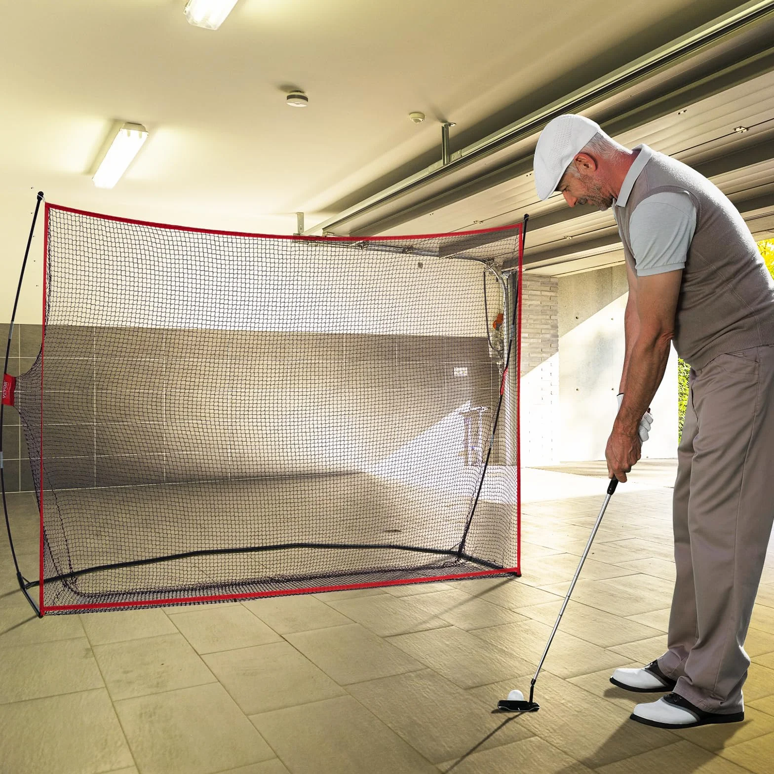 VEVOR Rete da Golf 10x7ft, Uso Interno Esterno, Rete Ausiliaria da Golf Portatile per la Casa con Robusto Telaio in Fibra di Vetro e Borsa per Il Trasporto, Regalo per Uomini, Amanti del Golf